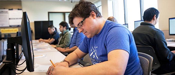 Male student at desk